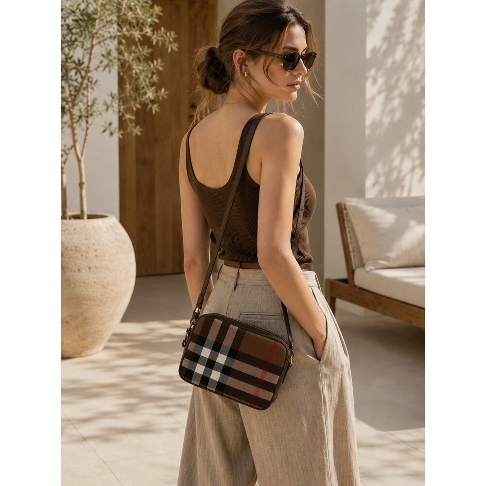Burberry Brown Check Crossbody Bag new - Picture 13 of 13